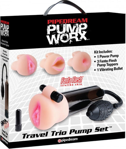 Pipedream Travel Trio Pump Set – Kit Sviluppatore Uomo con Masturbatori e Bullet Vibrante